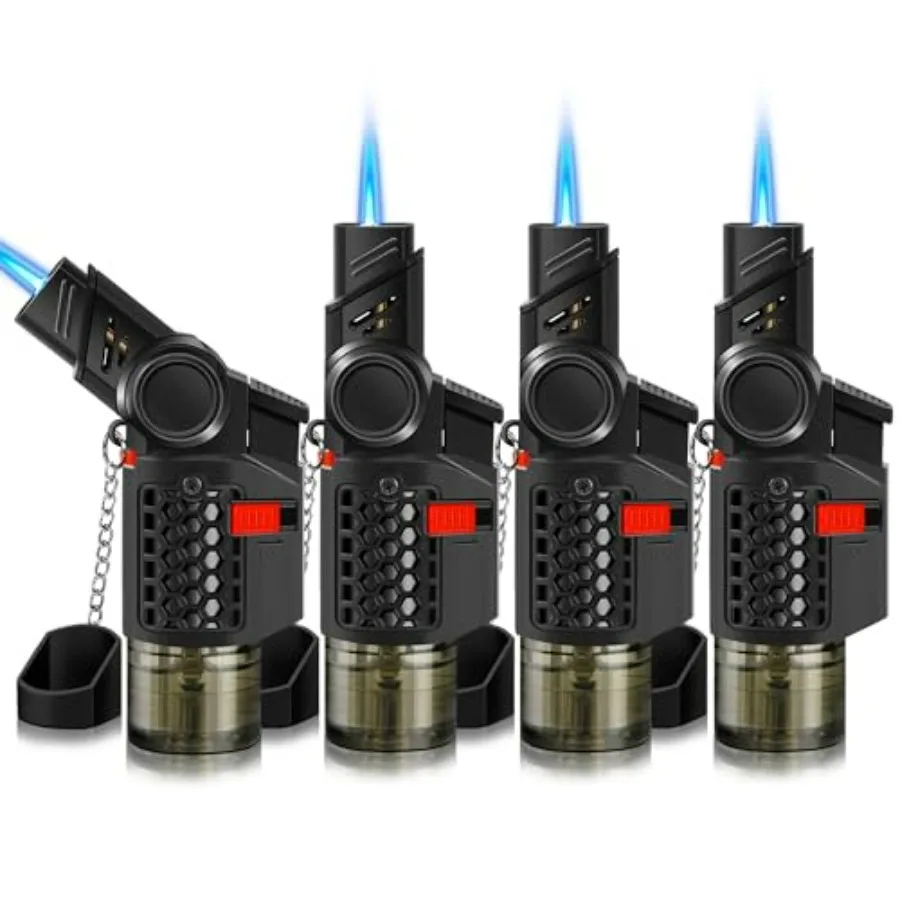 

4 Pack of Torch Lighter, 30° and 45° Rotatable Windproof Jet Flame, with Safety Lock, Butane Gas Refillable Mini Jet Torch Ligh
