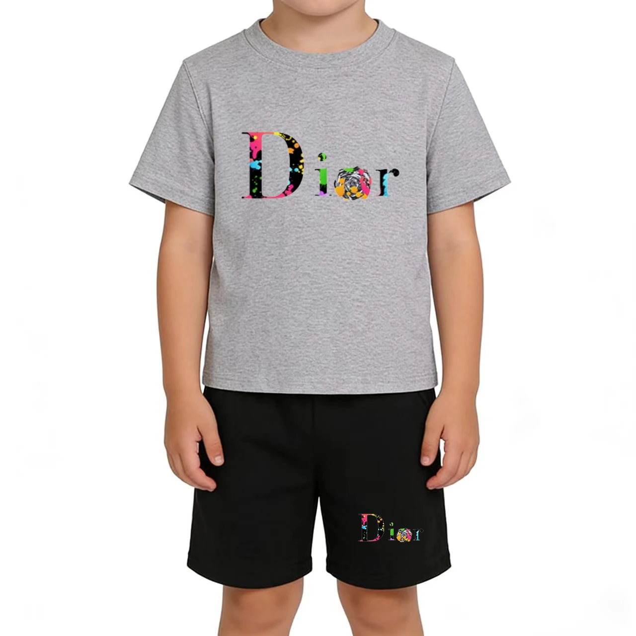 

Kids Birthday Gift Cool Summer Letters T-shirt 3-12Yrs Boys Girls Short-sleeved+Shorts Two-piece Casual Sports Jogging Brand Set