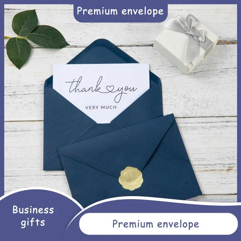 50pcs Dark Blue Envelope 120g Paper 184x133mm Wedding Invitations Business Supplie Postcard Giftbox Packaging Storage Stationery