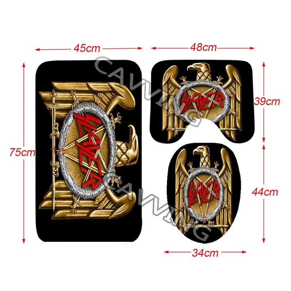 Slayer Rock 3D Printed Shower Curtain Waterproof Bathroom Curtain Anti-slip Bath Mat Set Toilet Rugs Carpets