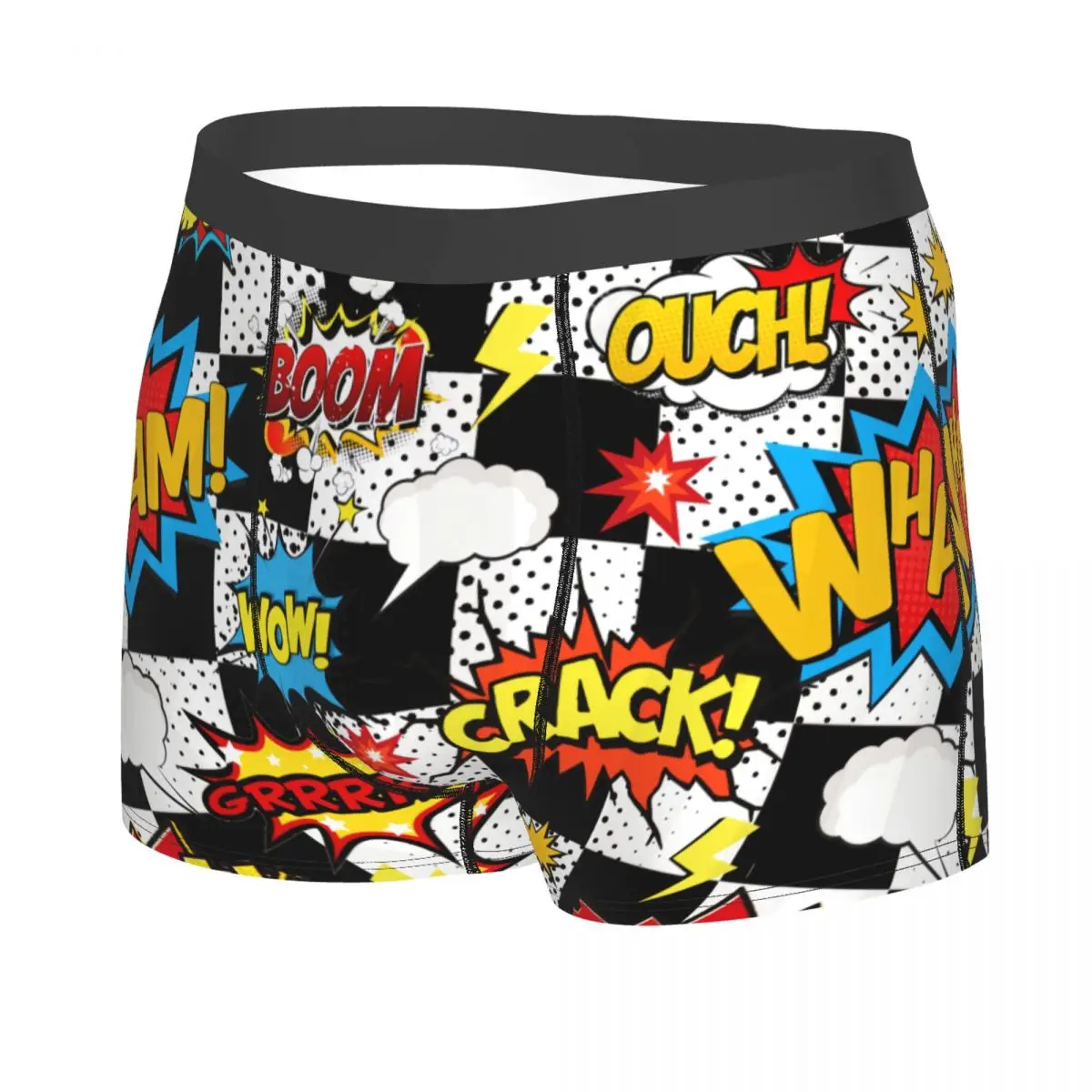 Custom Checkered Comic Word Bubble Boxers Shorts Mens Briefs Underwear Fashion Underpants