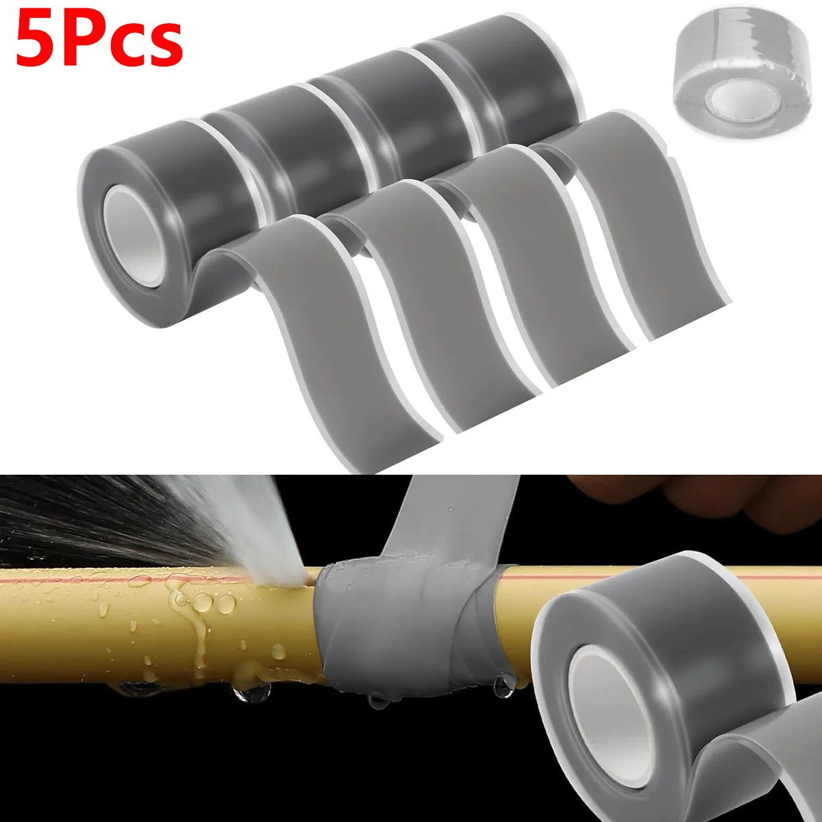 

5x Super Strong Waterproof Water Pipe Repair Tapes Insulating Stop Leak Silicone Adhesive Sealing Tape Self Fusing Multifunction