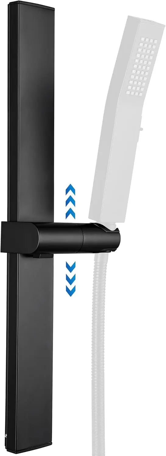 

Metal Shower Slide Bar, Height & Angle Adjustable, Strong Adhesive or Wall-Mount, No Drilling Needed (Matte Black)