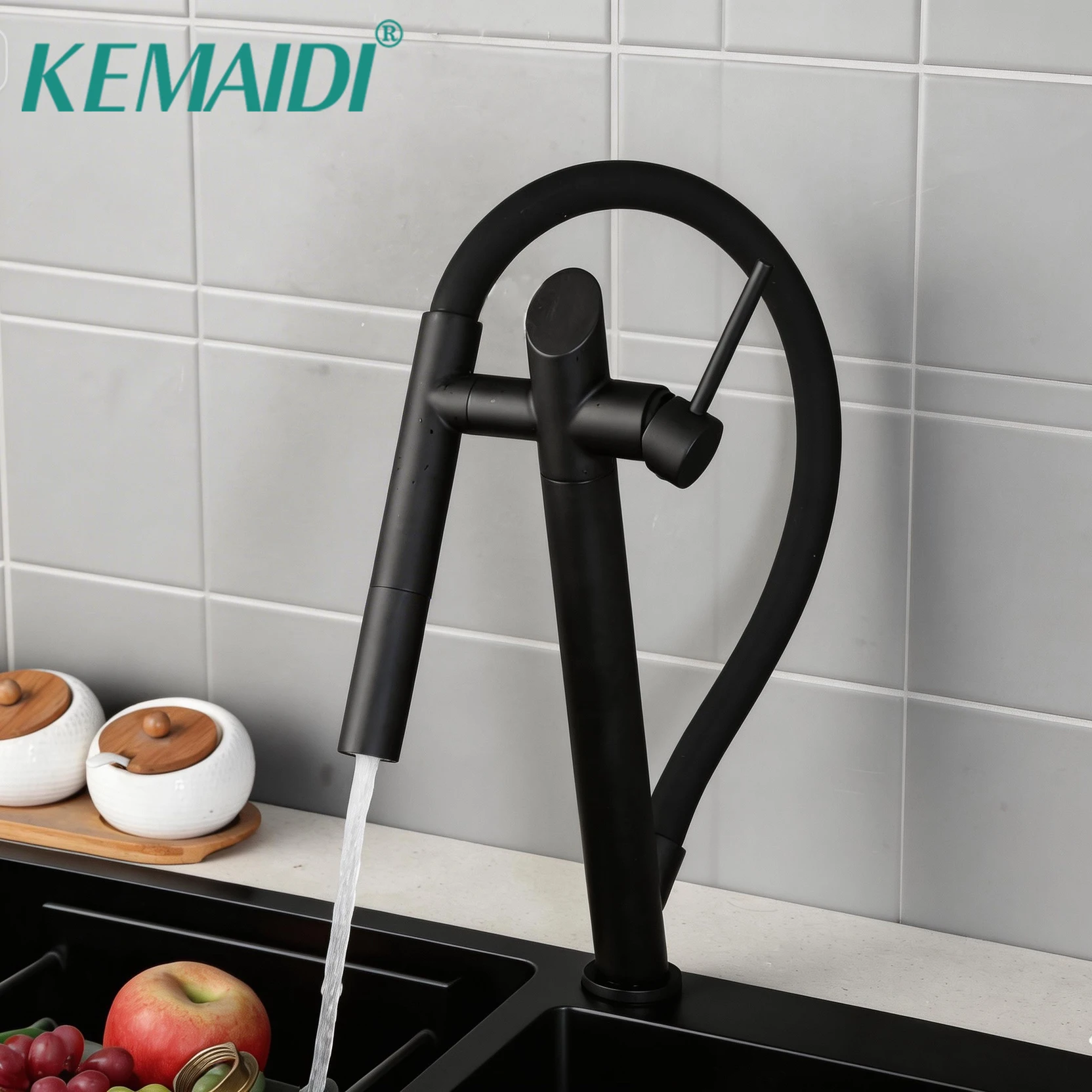KEMAIDI matzwarte magnetische - Matte Black Kitchen Sink Faucet Spring recensie en prijs
