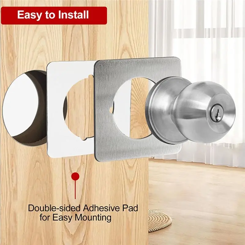 ABKO-Heavy Duty 2Pcs For Door Knob/Deadbolt Repair Plates-Spacer/Shim Backplate For Door Lock Installation