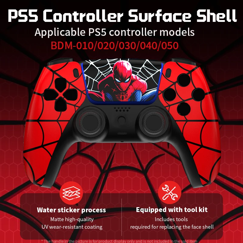 

PS5 Controller Case Touchpad Gamepad Cover Replacement Front Back Panel Controller Case Limited Edition Spider for BDM-010