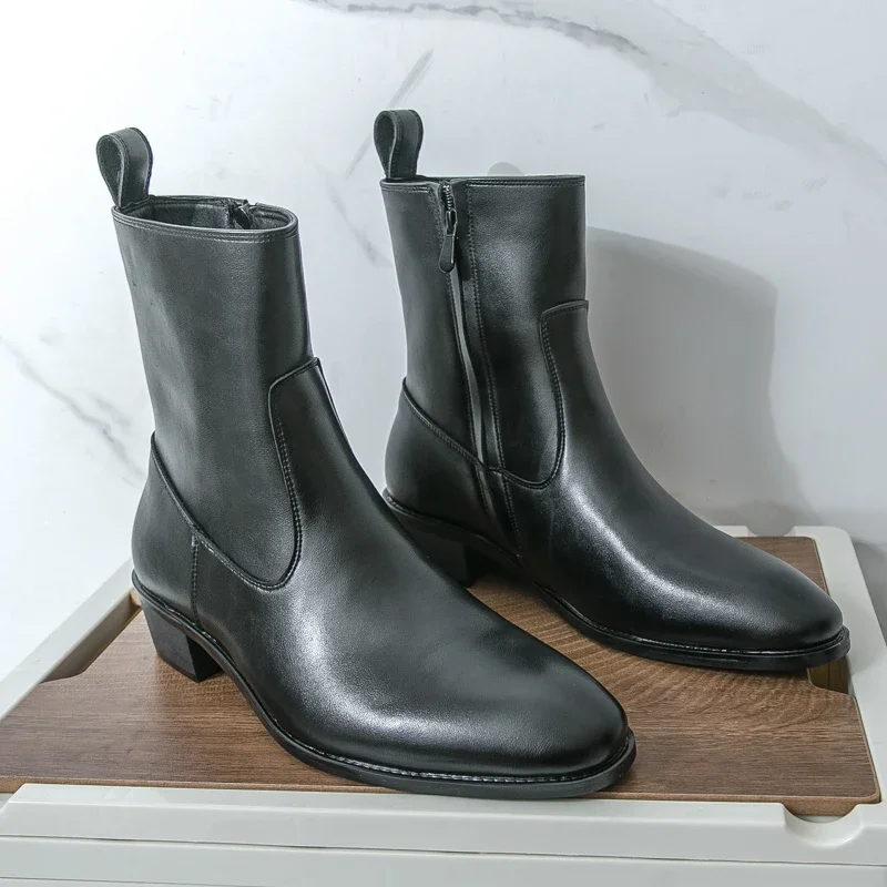 Classic Comfy Ankle Boots Botas Fashion Men's Casual Leather Chelsea Boots New Design High Top Shoes Pointed Toe Business Shoes view 4