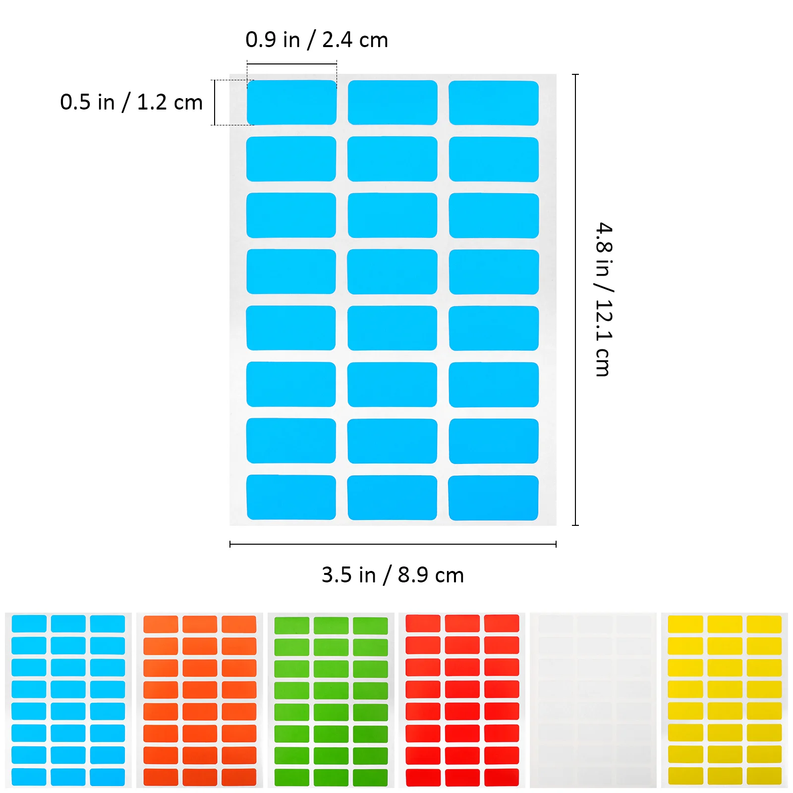 6 عبوات من ملصقات الملصقات الملونة المستطيلة، ملصقات تنظيم قابلة لإعادة الاستخدام لفئة صناديق التخزين، تصميم قابل للكتابة