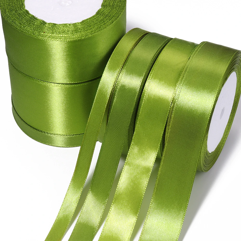 Olive Green Satin Ribbon 25yards 6mm - 50mm Sash Gift Wrap Bow Handmade DIY Craft  Christmas Wedding Birthday Party Decoration