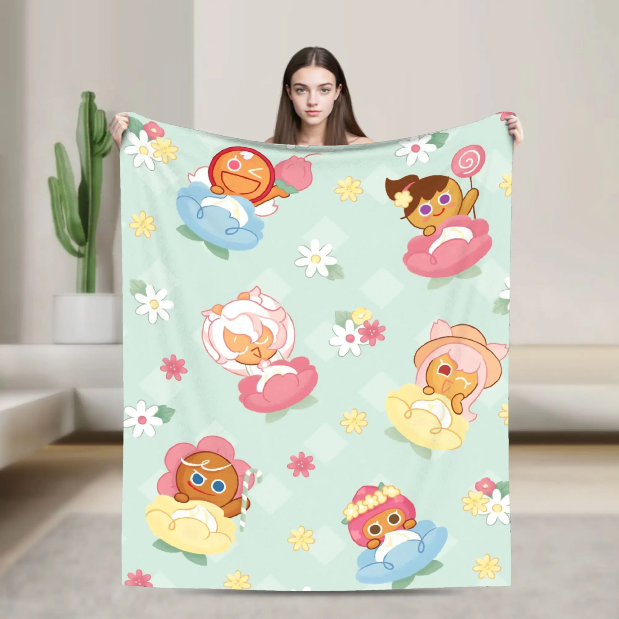 

Game C-Cookie Run Kingdom Warm Blanket Girls Boys Plush Bedding Throws Print Couch Bed Flannel Bedspread Sofa Bed Cover