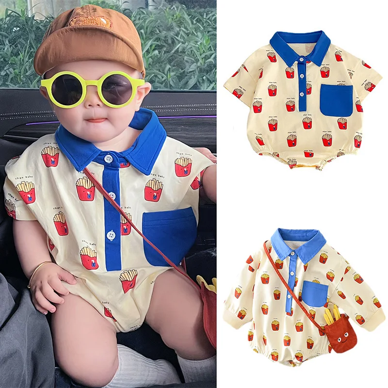 Baby Summer Rompers for Girls Boys Cute Printed Toddler One-Piece Jumpsuit Fashion Korean Infant Overalls Clothing 0-2 Years