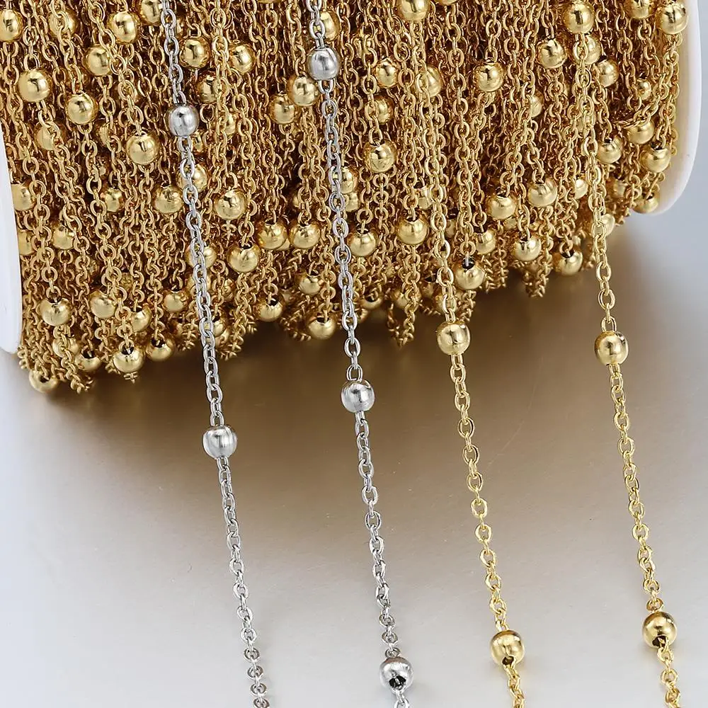 2Meter 1Meter Edelstahl Perlen Ketten kein Verblassen für Schmuck machen DIY Halskette Armband Fußkettchen Kugel kette hand gefertigt – Detail 12