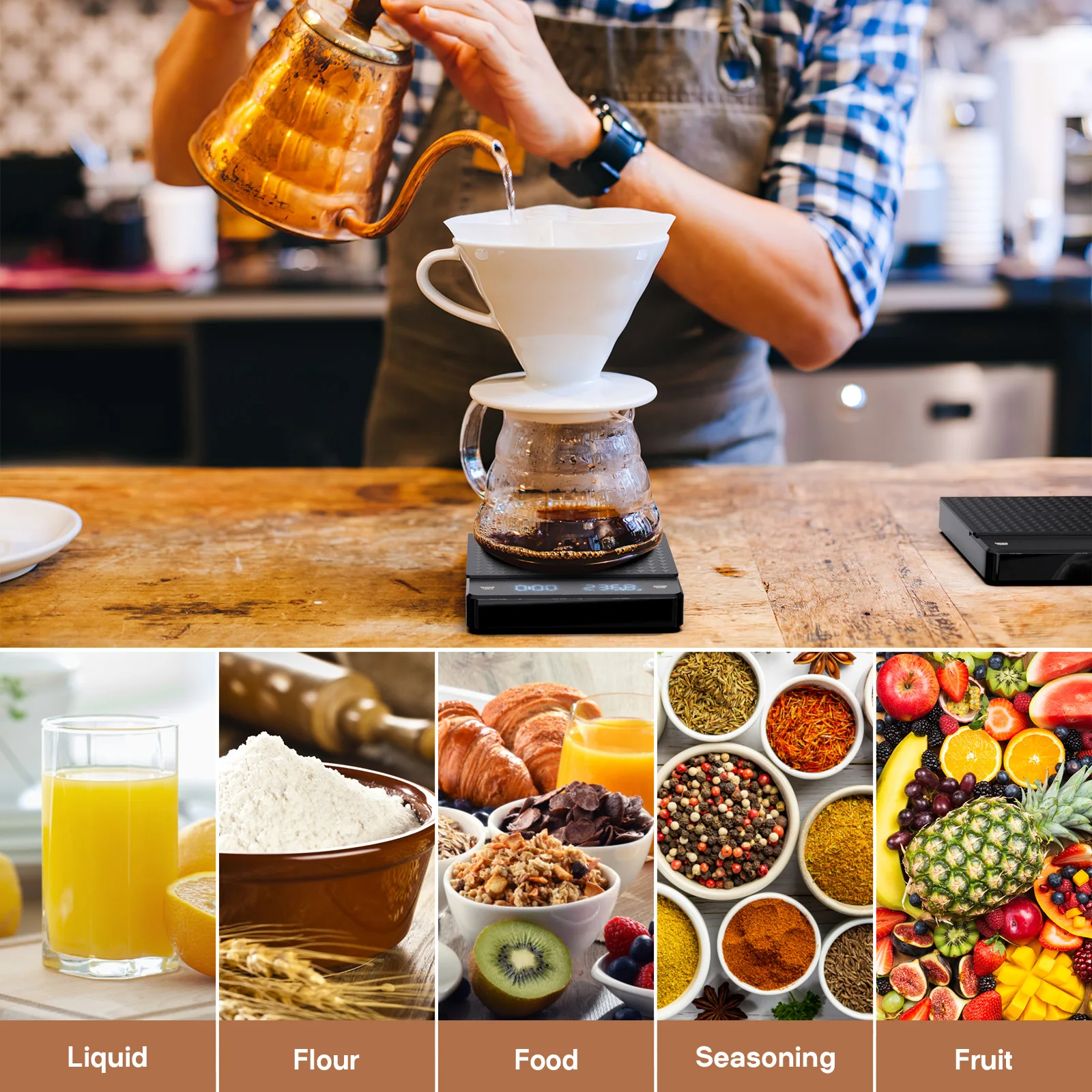 

Digital Coffee Scale 5000g 01g Kitchen Scales Black Timer Tare Electronic Espresso Digital Baking Weighing