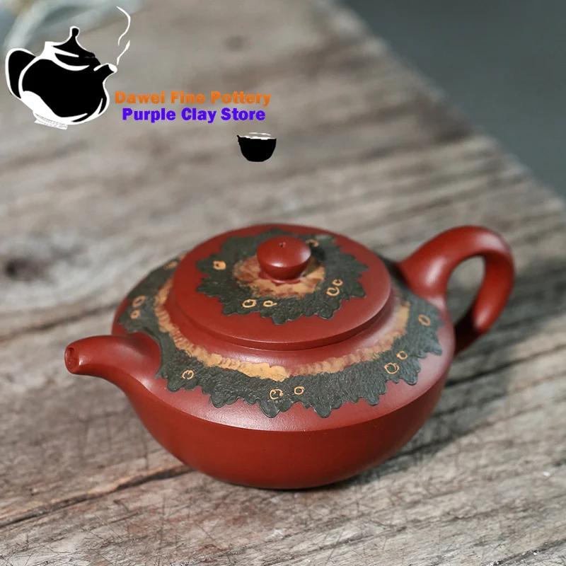 Yixing handmade purple clay teapot, small red clay lotus rhyme health pot, Kung Fu tea set, Chinese teapot 280ml