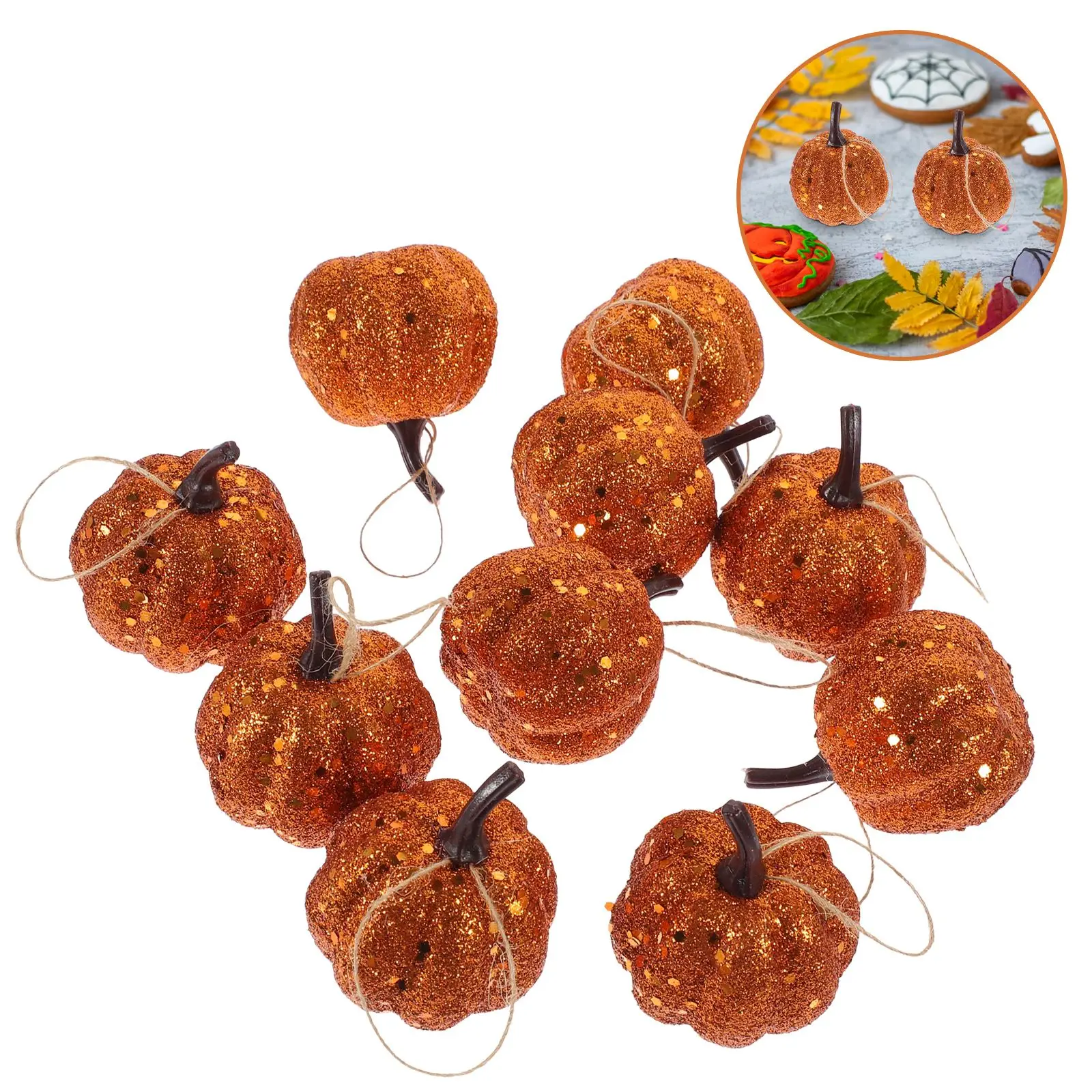 Decorative Pumpkins Halloween Party Fake PumpkinsArtificial Decor Foam Mini Glitter Fake Harvest Fall Table Ornament Hanging