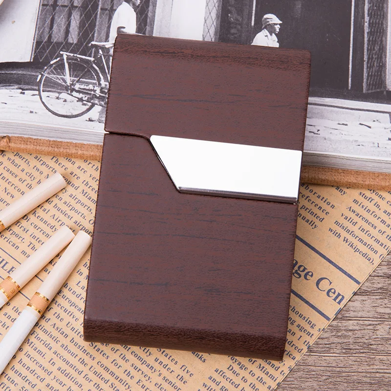 Multifunction Stainless Steel Cigarette Case PU Leather Cigar Storage Box Tobacco Holder 1 PC Card Cases Smoking Accessories