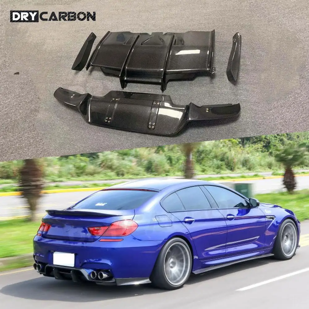 

For 6 Series Carbon Fiber Rear Lip Diffuser Splitters Aprons for BMW F06 F12 F13 M6 2012-2016 P Style Car Bumper Guard