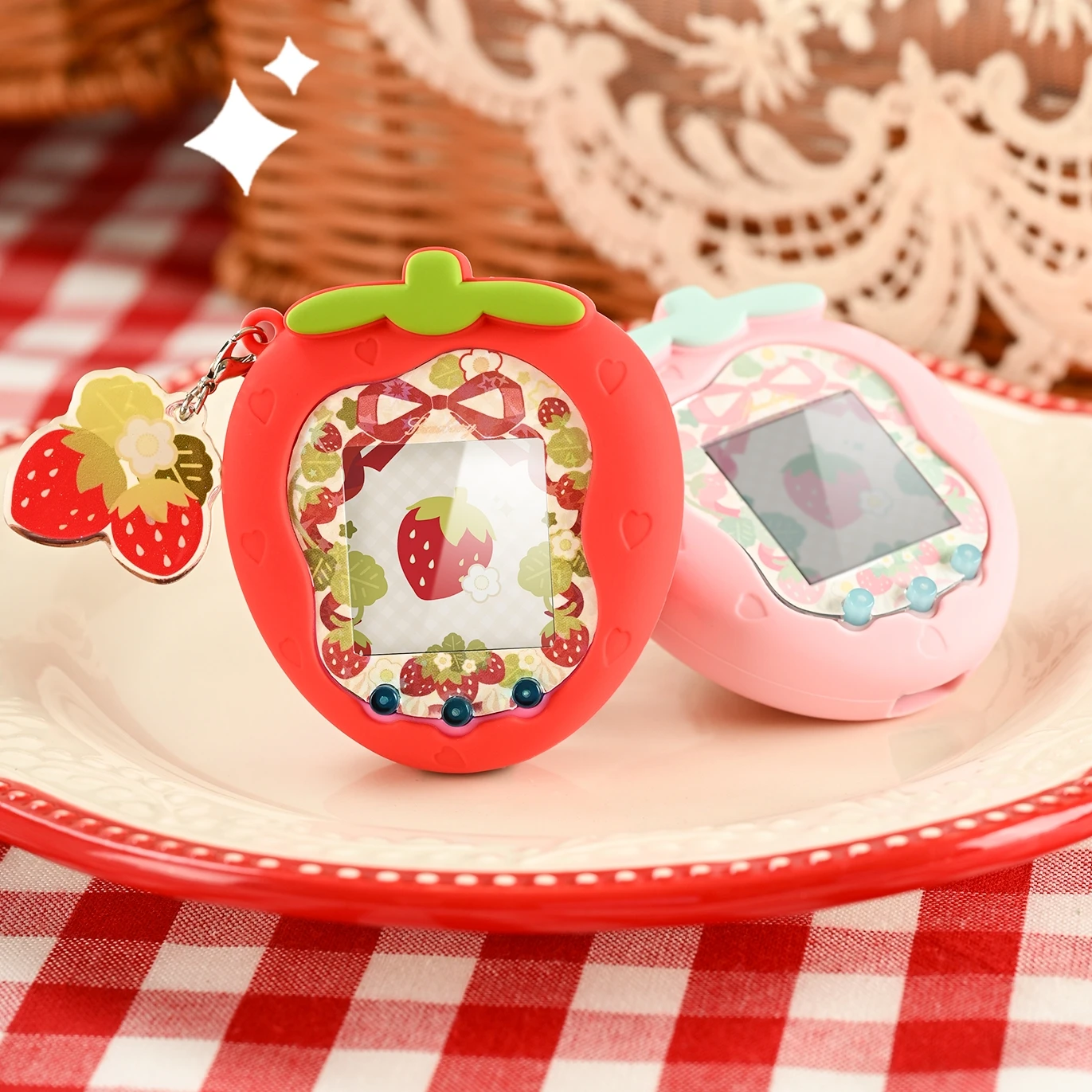 

В наличии защитный чехол Tamagotchi Uni, силиконовый чехол, мягкий милый защитный чехол для девочек с защитой от падения, мультяшный весенний клубничный чехол