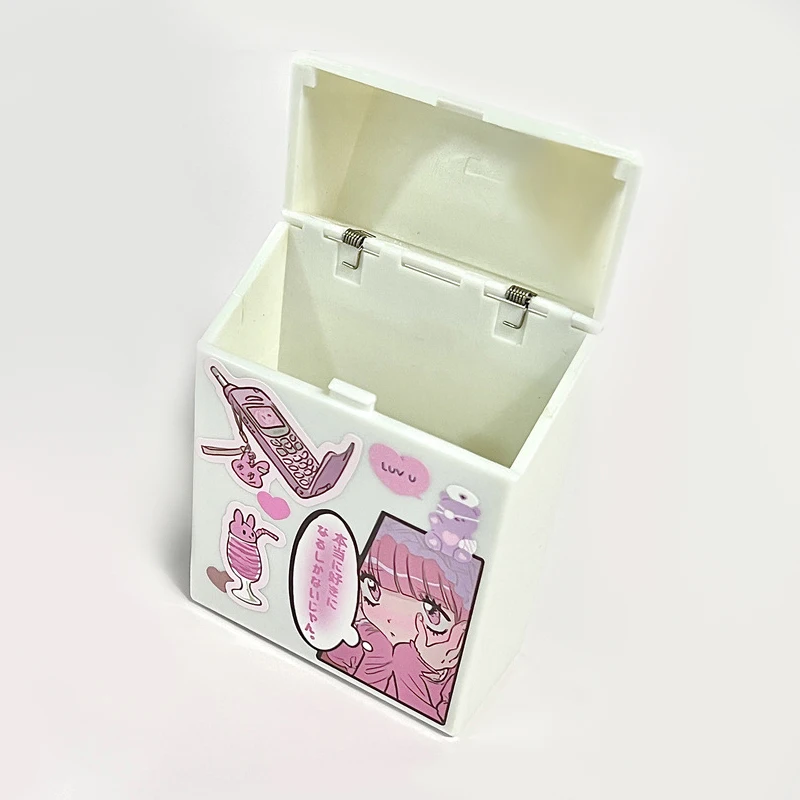 INS White Photocard Holder Box Photocard Storage Box School Stationery Sticker Storage Classification Box Desktop Storage