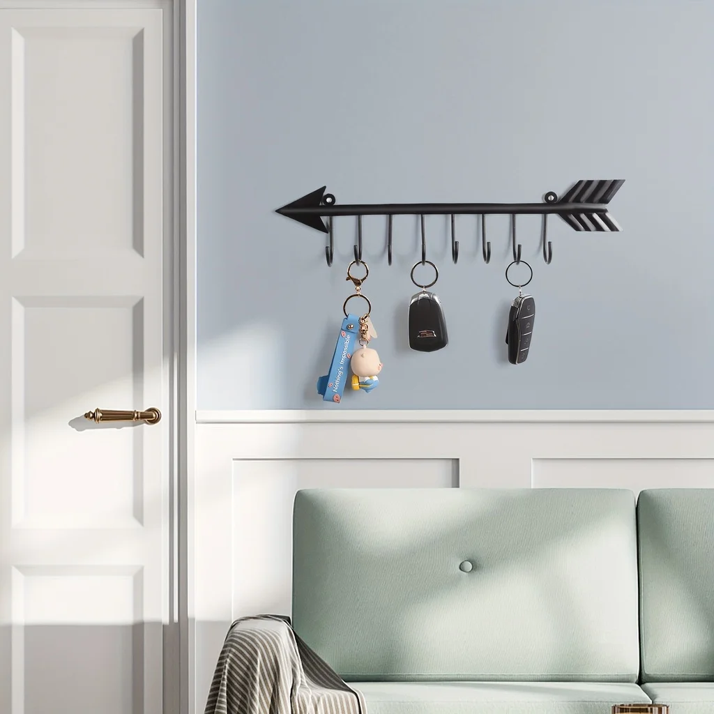 1pc Wall Mounted Arrow Shaped Key Holder, Decorative Key Holder, Household Organizer Key Hanger Rack Towel Rack,Coat rack