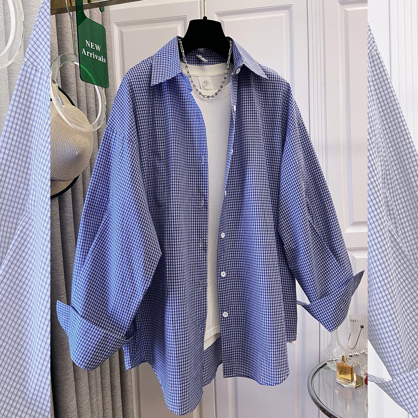 

Повседневный женский кардиган в клетку с длинными рукавами, свободного кроя, весна-осень, новая модная коллекция, стройнящий эффект, универсальный топ из полиэстера