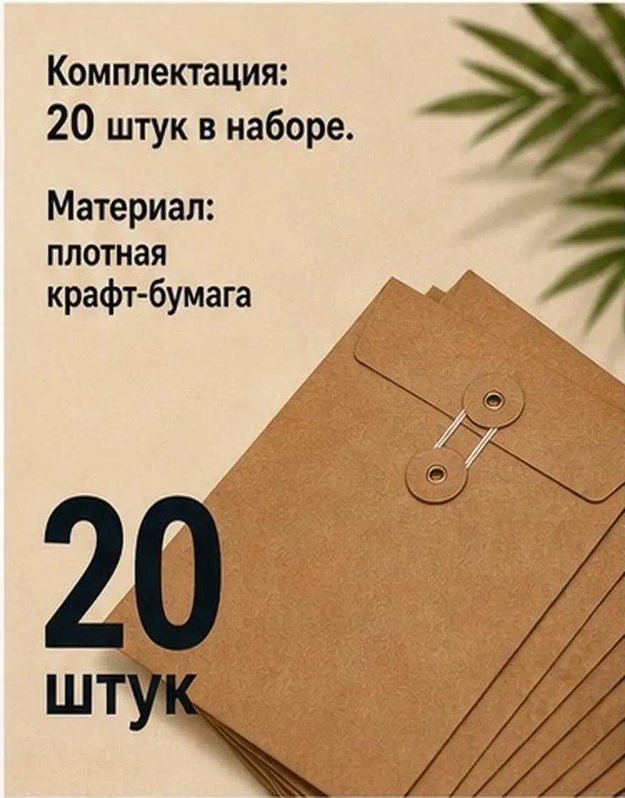 20Pcs Vintage Kraft Paper Envelopes String Closure Document Storage Bags Office Organization File Envelopes Letter Size Brown