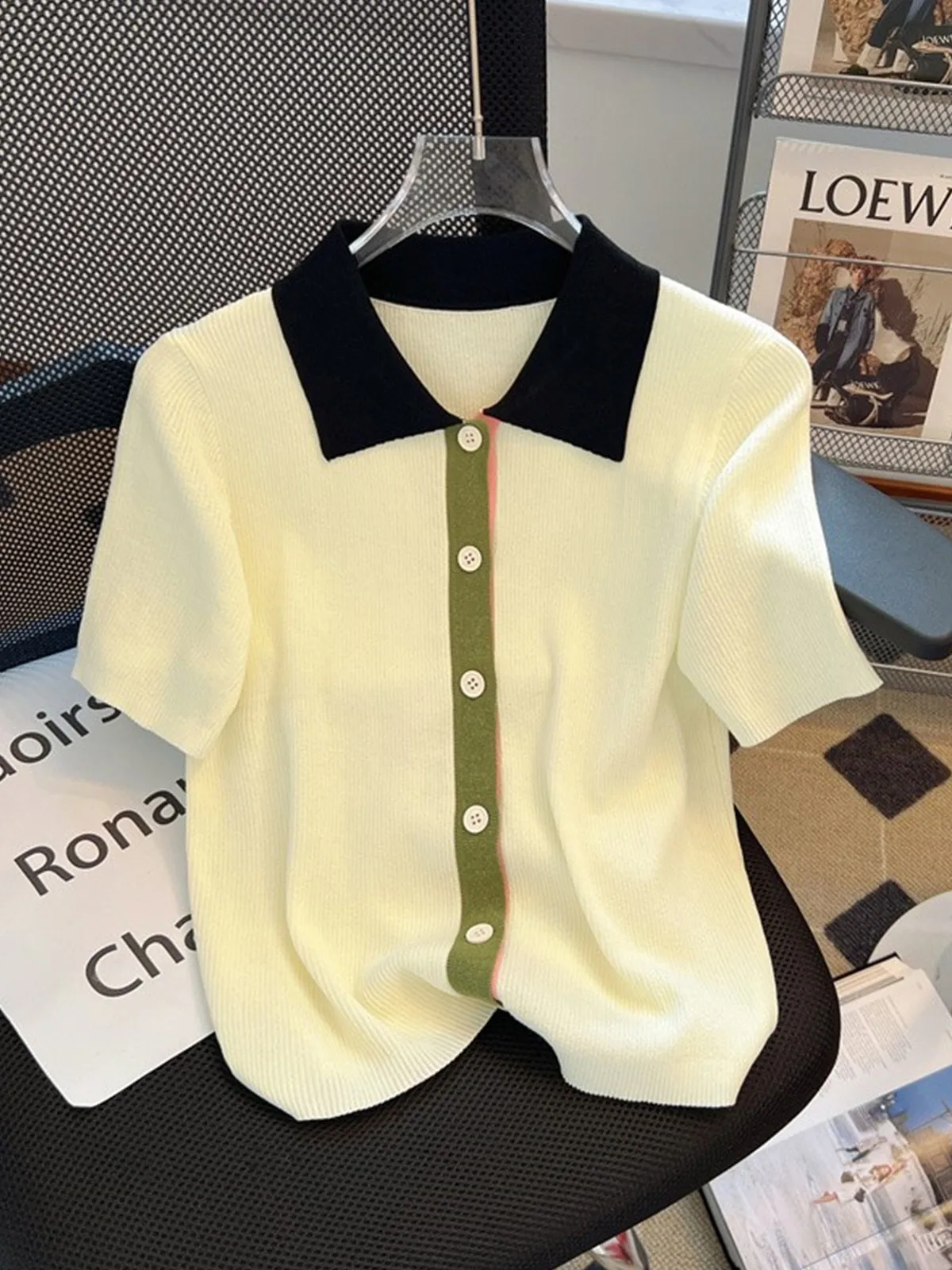 قميص Dopne Color Blo Ne Knitwear فضفاض مناسب للصيف مقاس كبير للنساء مريح ومسامي كاجوال #2