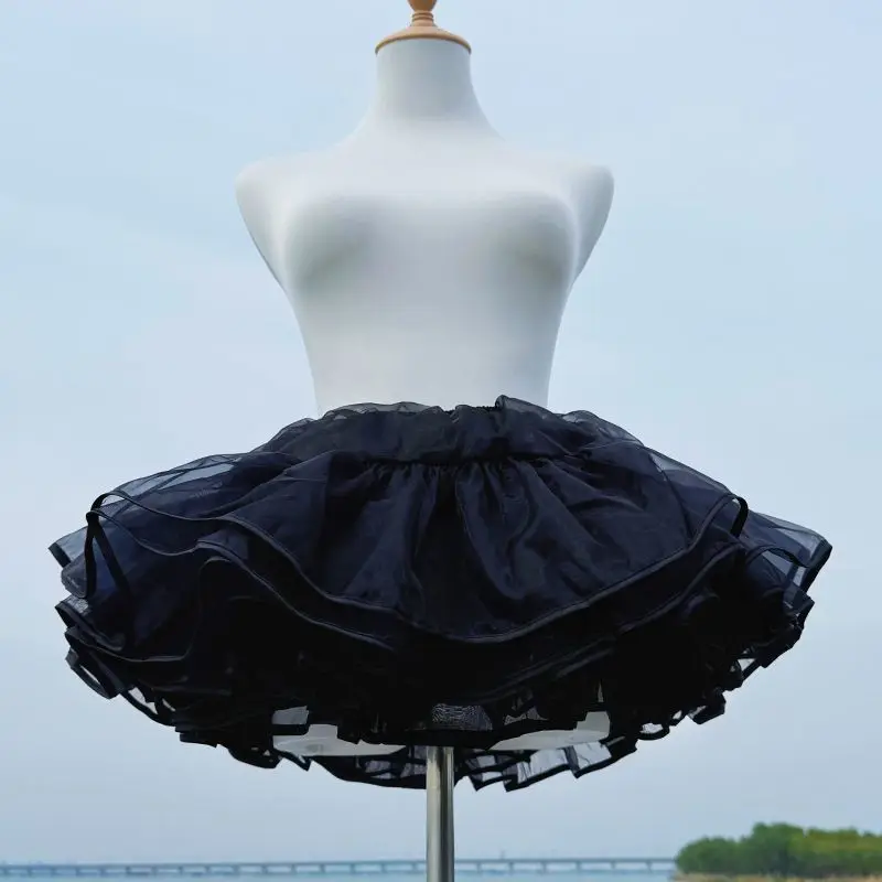 Lolita-Krinoline-Petticoat ohne Knochen, schwarz, ultra-Poof, weicher Netz-Kurzrock, Flight Heaven-Unterrock für Kawaii-Stil, 25–45 cm – Detail 12