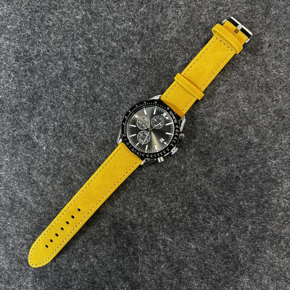 

New Luxury Men's Quartz Watch Sports Speed Chronograph Calendar Clock Sapphire Glass Waterproof Leather Strap Business Watch