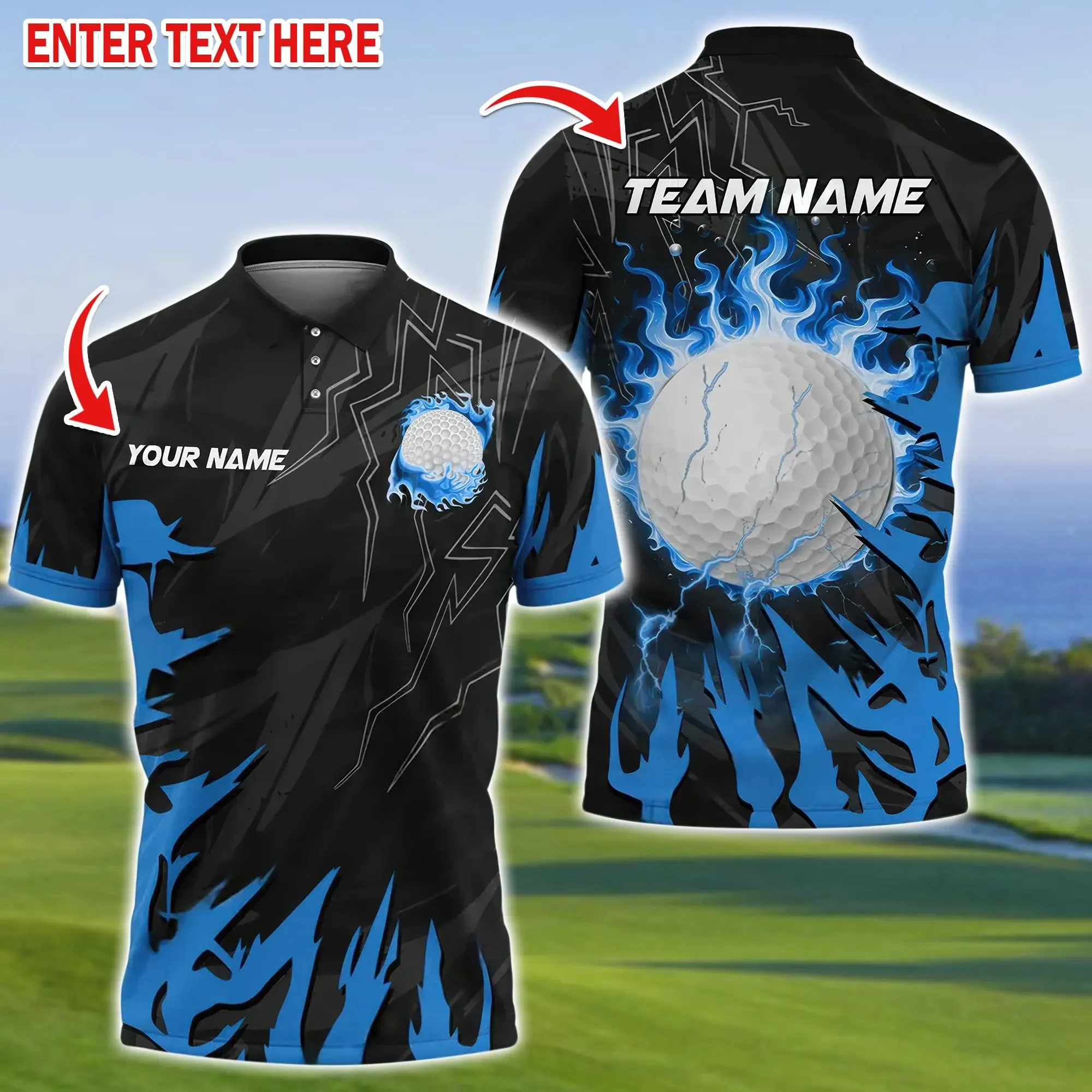 Golf Ball Paint Color Pattern Multicolor Option Customized Name Team Name 3D Polo Shirt Golf Team Jersey Golfer Gift Clothing