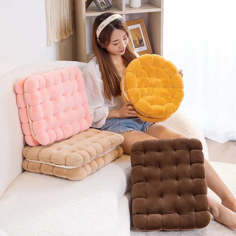 Sandwich Cookies Pillow Cushion Round Square Creative Home Sofa Office Nap Backrest Waist Pillow