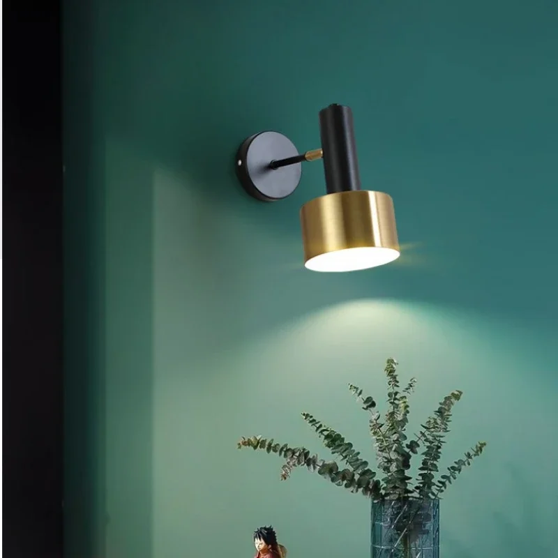 Nordic Vintage Black Gold Plating Wall Light Bedroom Living Room Dining Room Hallway Simple Creative Small Wall Lamp Wall Decor