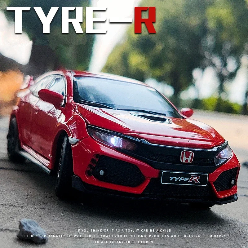 1/32 HONDA Civic Type R FK8 Alloy Car Model Diecast Metal Toy Vehicles Car Model Simulation Sound Light Collection Kids Toy Gift