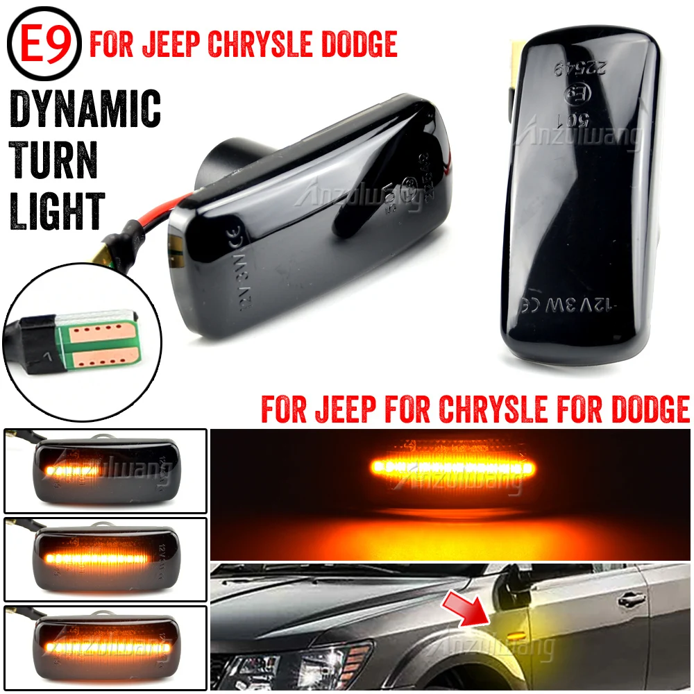 

2PCS Dynamic LED Side Marker Blinker Signal Light For Jeep Compass Patriot Commander Liberty Grand Cherokee Chrysler 200 300