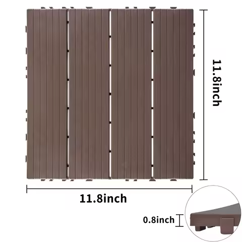 Plastic Interlocking Deck Tiles, 11.8"x11.8"(Pack of 44), Patio Flooring Outdoor Waterproof All Weather Use Deck Tiles