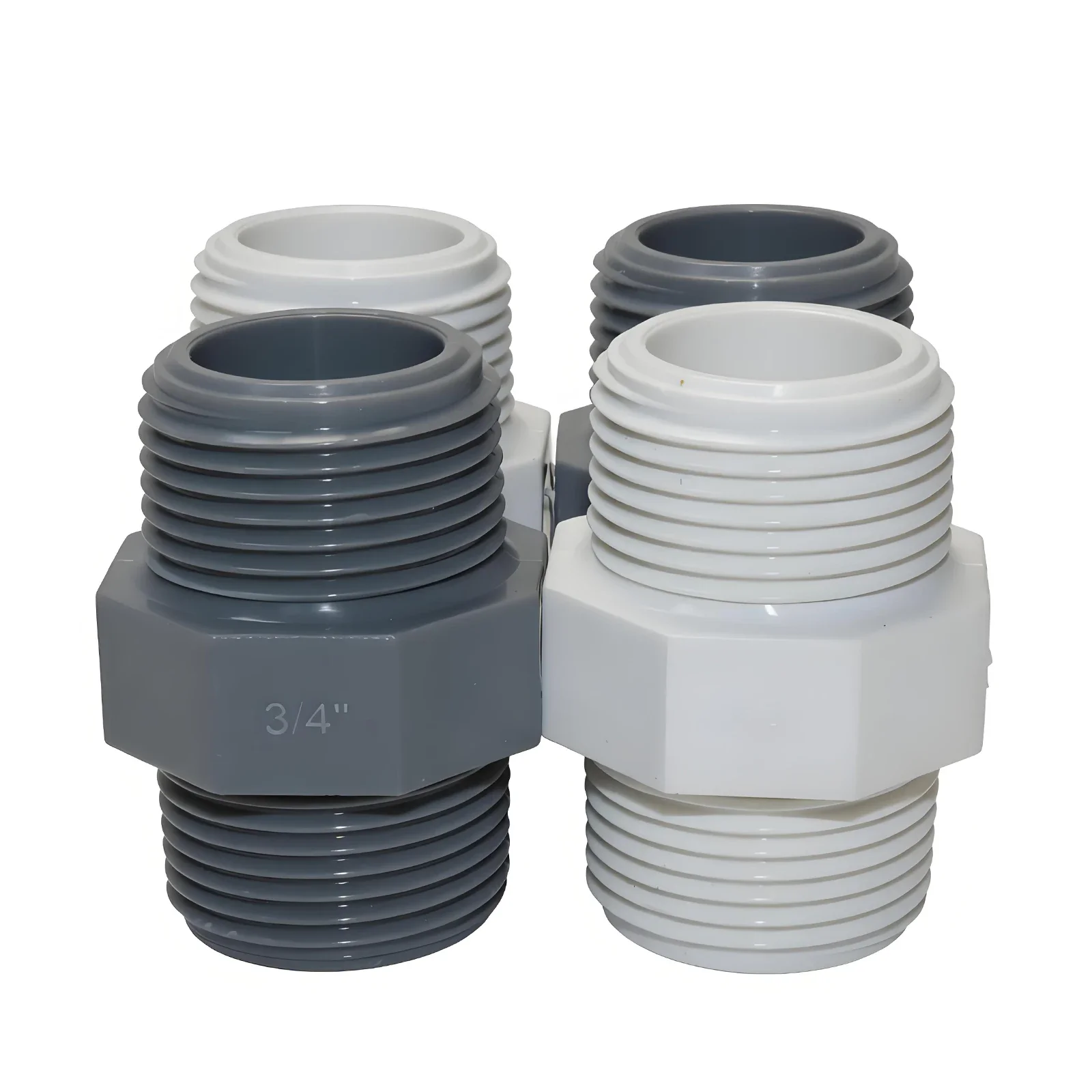 PVC Male Threaded Adapter Double Male Threaded Straight Connector Water Pipe Fitting 20 25 32 40 50 63mm 1pc for Irrigation
