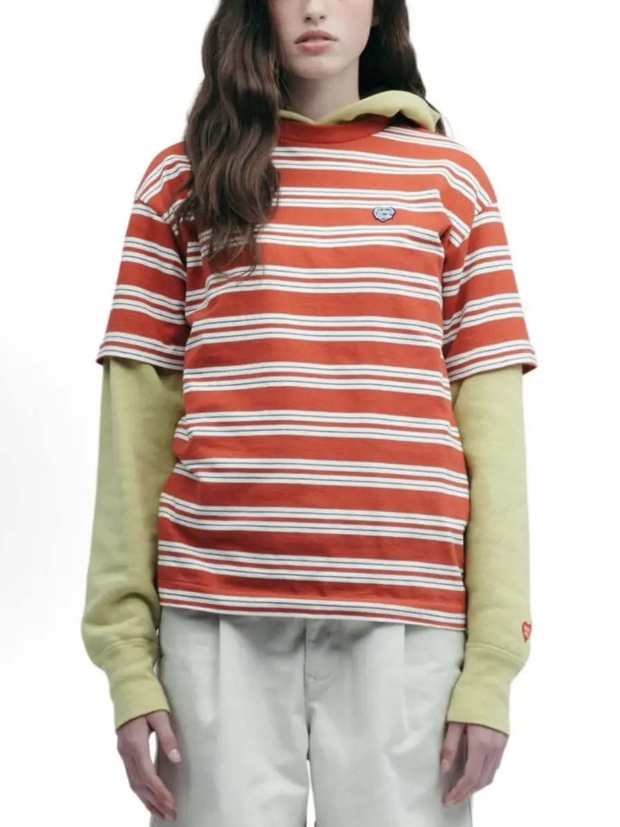Human Made SS26 Heart Long Sleeve Tee, Striped Casual Top for Men Women