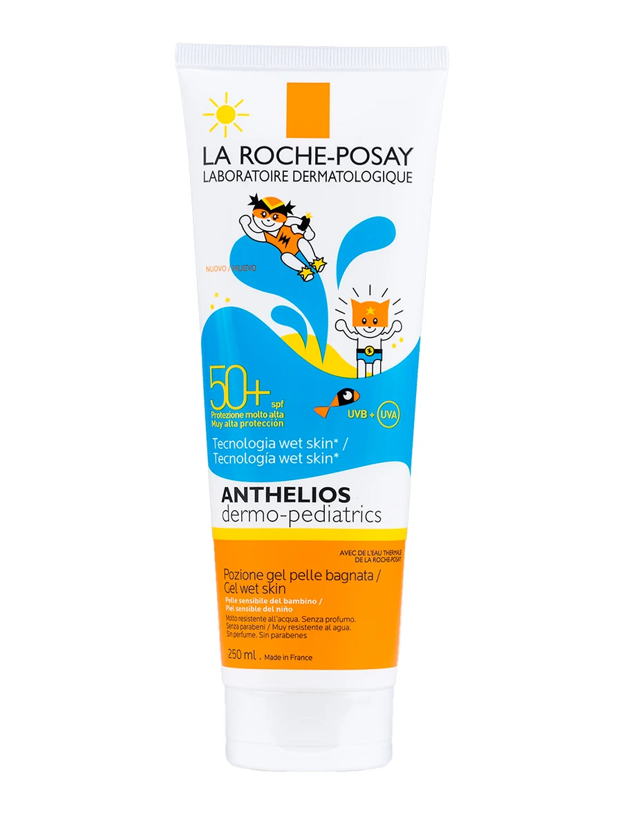 The roche posay pediatric anthelios gel wet skin spf 50 + 250ml-even with wet skin.