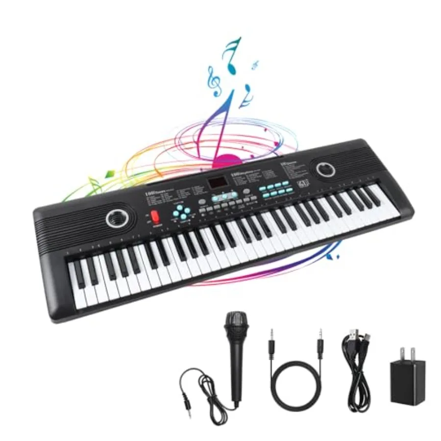 

61 Keys Keyboard Piano, Electronic Digital Piano with Built-in Speaker Microphone, Portable Keyboard Gift Teaching for Beginner