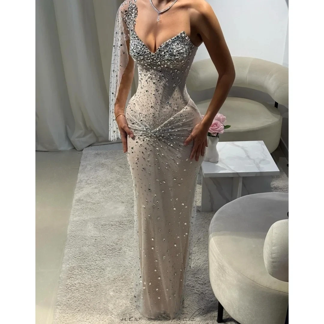 

Customized Luxurious Sparkling Mermaid 3D Diamond Party Evening Dress with Sexy V-neck Suitable for Special Occasion Ball Dress