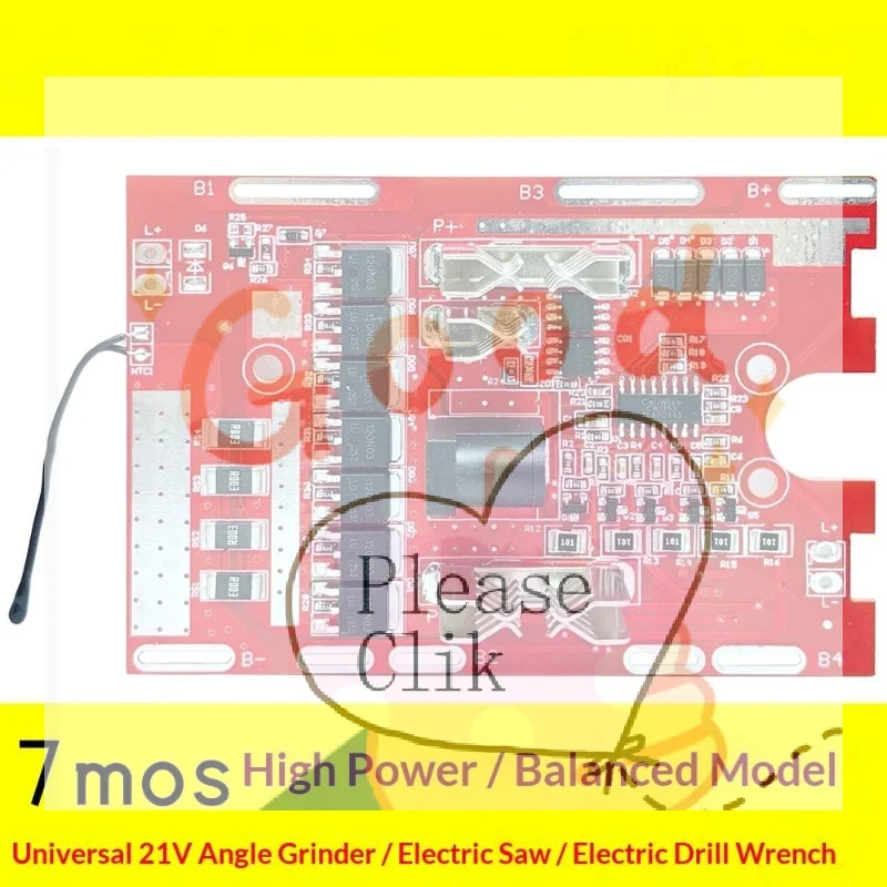 

【HG】1Pcs 21V 7MOS Li-battery Protection Board For Electric Tools With Balancing Circuit And Temperature Protection