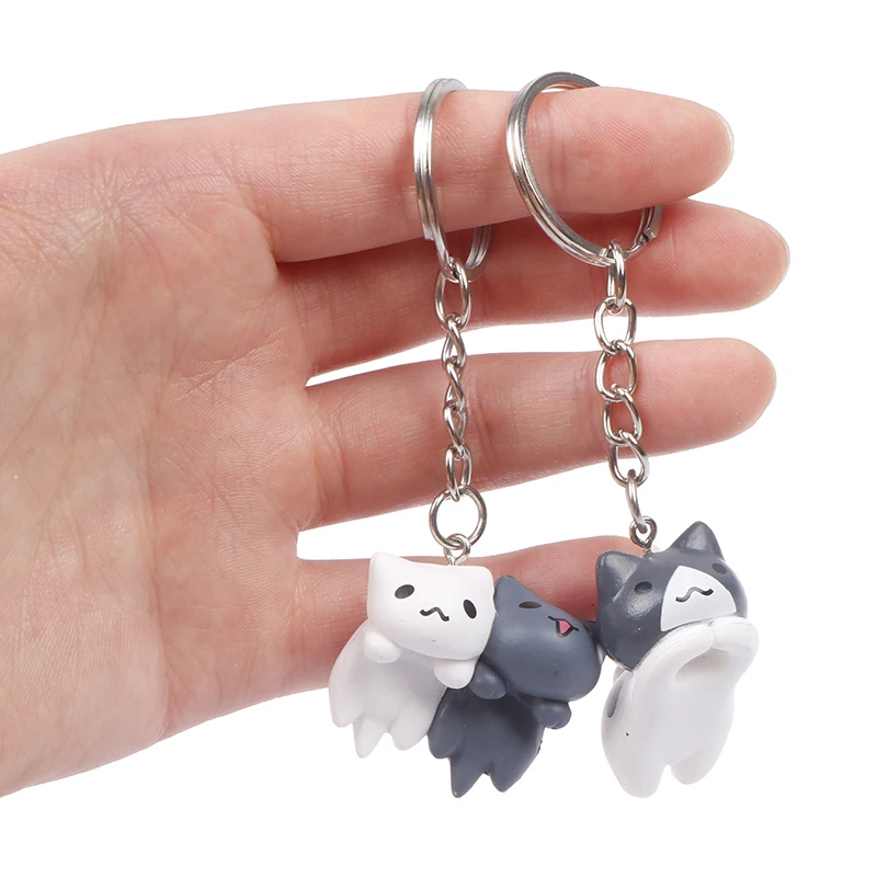 1pcs Cute Cat Figure Keychains Keyring Key Holder Gifts for Kid Fashion Charms Trinkets Accessories