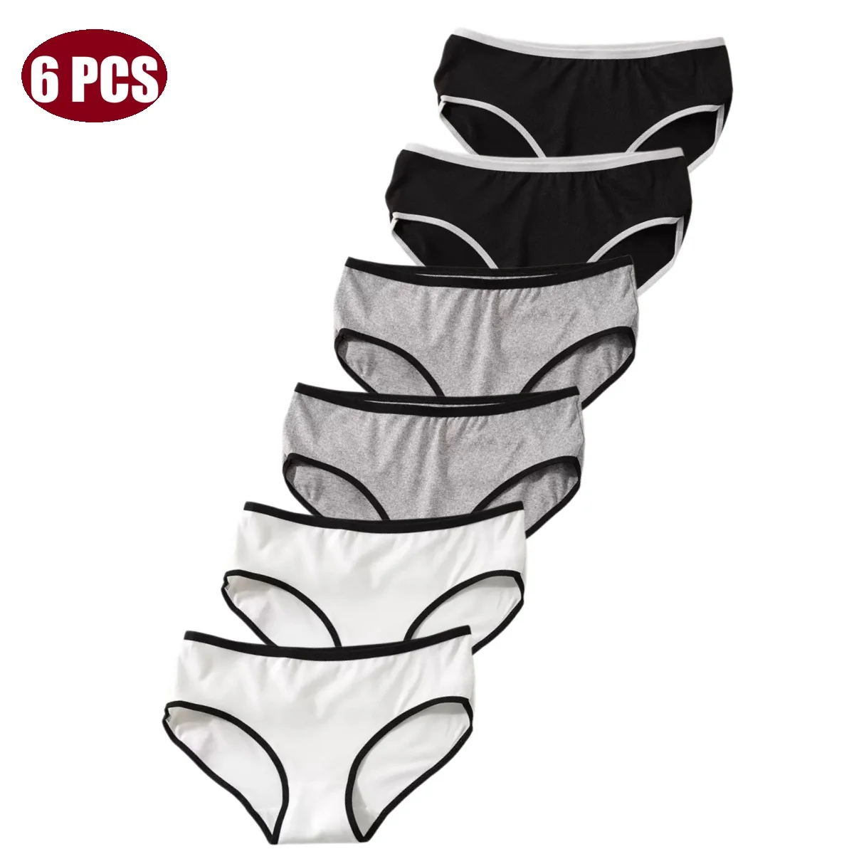 6 PCS Women's Fashionably Simple Mid-Chest Elasticated Comfortable Underwear