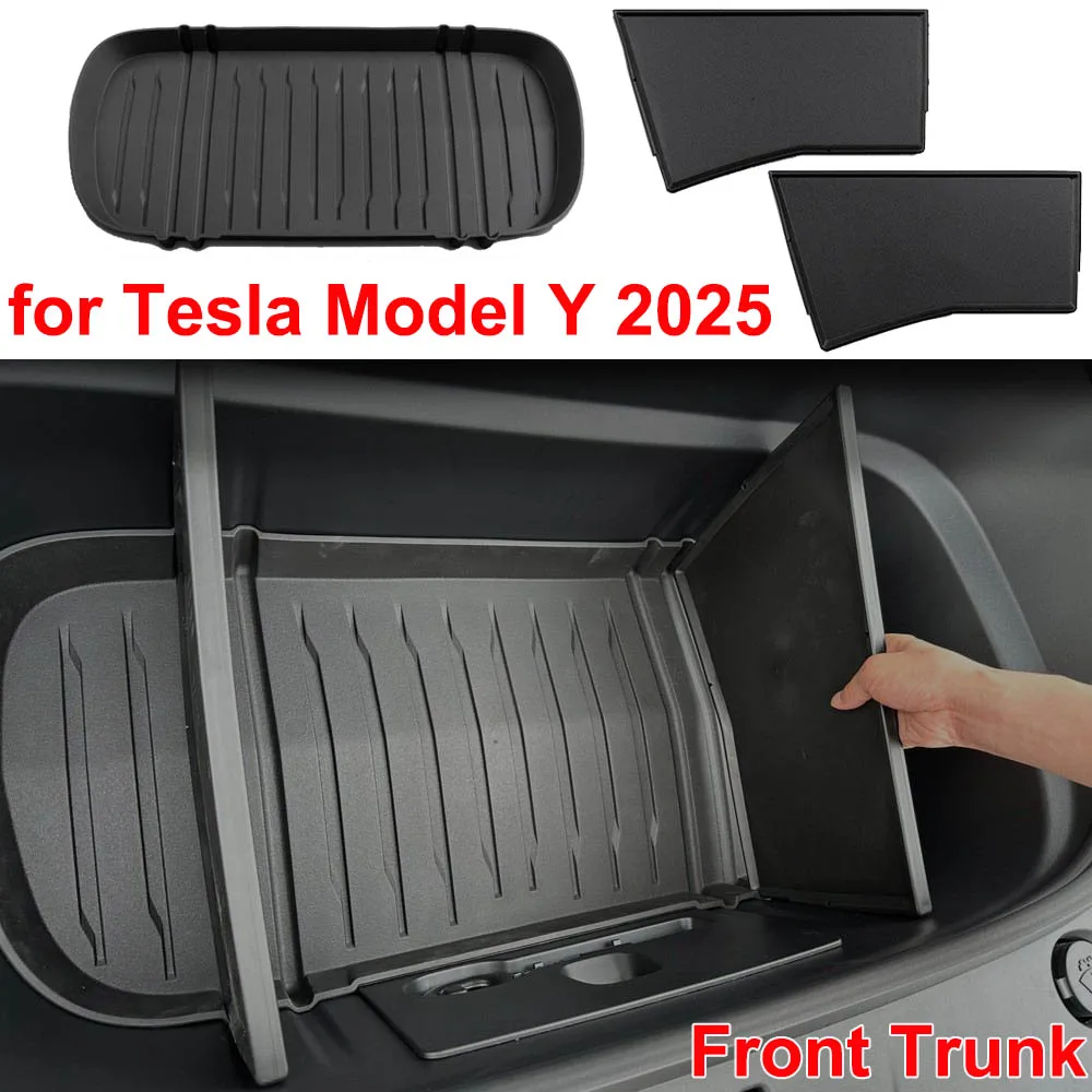 for Tesla Model Y Juniper 2025 Front Trunk Mat Partition Board TPE Frunk Protector Cushion Accessories Organizer Storage Board