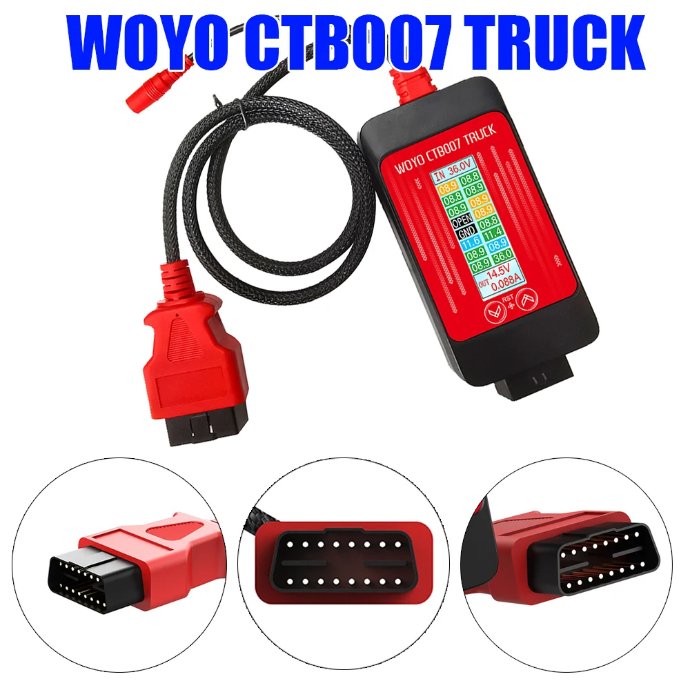 WOYO CTB007 TRUCK Regulated Output Voltage Converter OBD Power Booster and Protector Expose All OBD-II pins Monitors Live Voltag