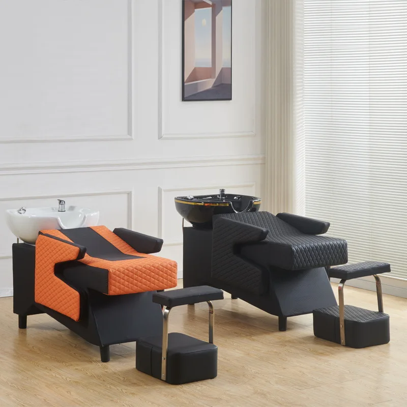 Light Luxury Modern Hair Washing Bed Salon Furniture With Adjustable Feature Comfortable Semi-Reclining For Hair Massage