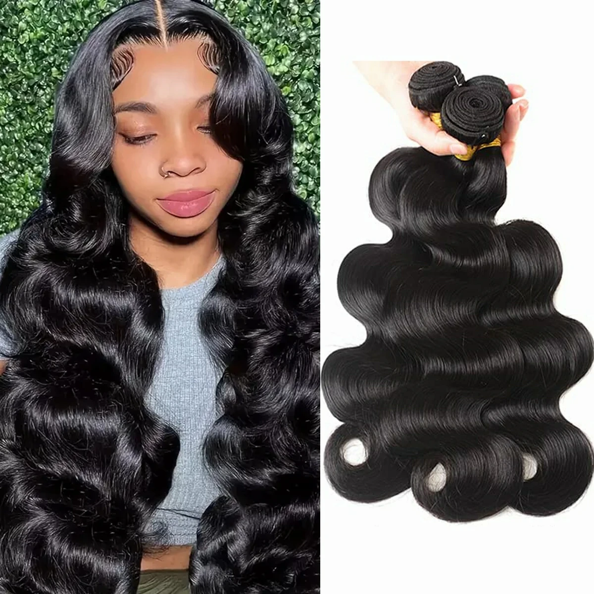 

3 Bundles 100% Unprocessed Brazilian Virgin Human Hair Body Wave Bundles Natural Black Human Hair Extensions Quick Weave Bundles
