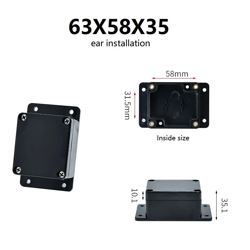 Zwarte kleur buiten waterdichte IP66 behuizing ABS plastic doos elektronische projectbehuizing instrumentbehuizing aansluitdoos verschillende maten