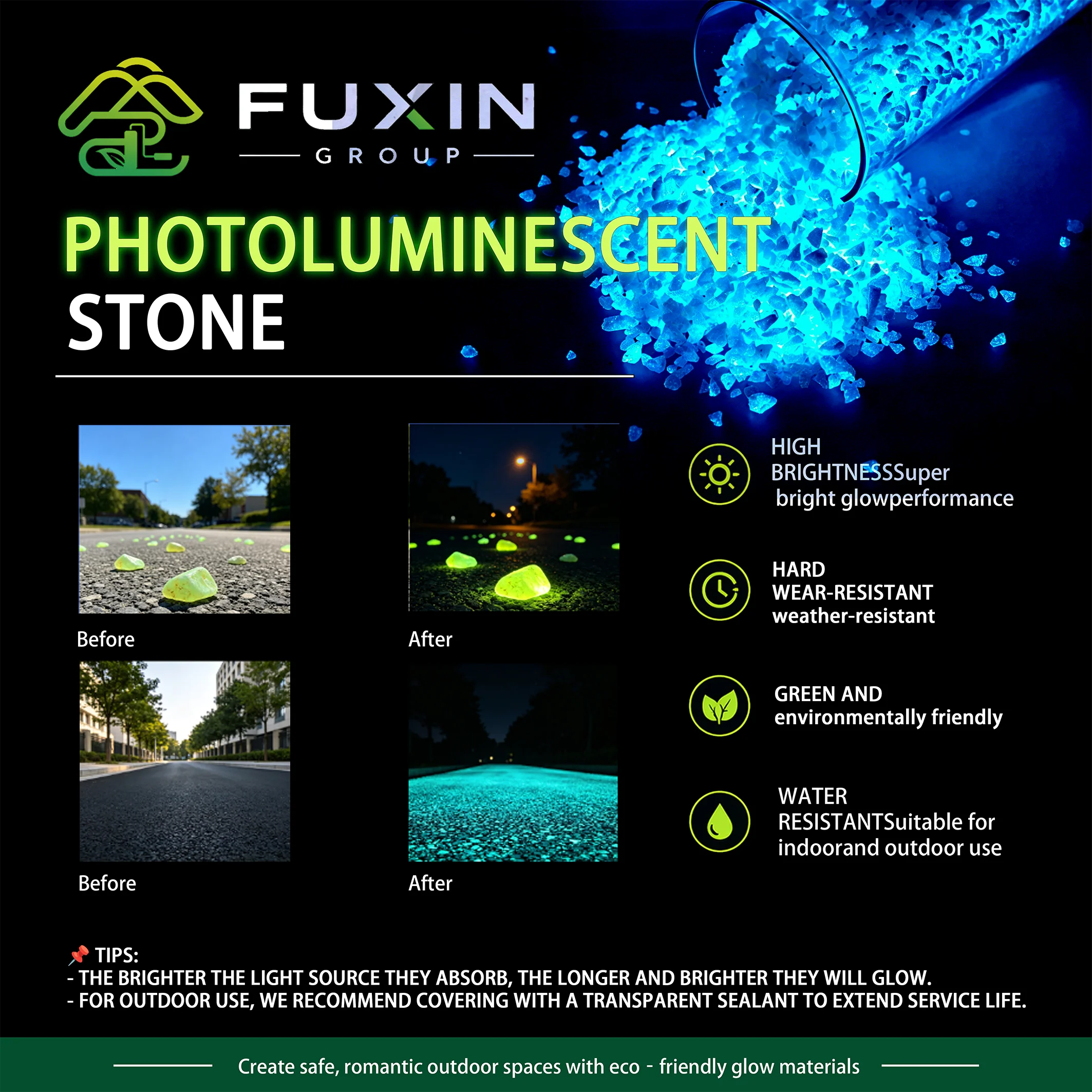 Glow Stone Decorative Gravel for Garden Path Aquarium Luminous Pebbles