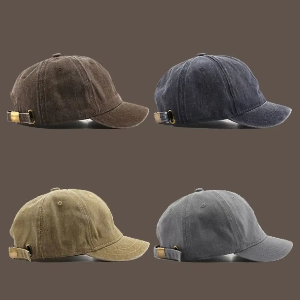 Visor Cap, einfarbig, kurzer Schirm, Baseballkappe, verstellbar, aus gewaschener Baumwolle, im Trucker-Stil, „Dad Hat“, Sonnenschutz, Hip-Hop-Kappe, Mütze für Mädchen. – Detail 4